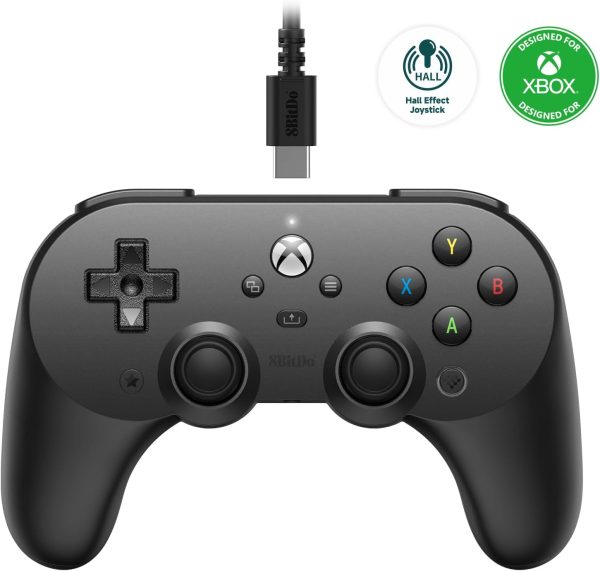 8Bitdo Pro 2 Wired Controller for Xbox, Hall Effect Joystick Update, 3.5mm Audio Jack, Compatible with Xbox Series X|S, Xbox One, Windows 10/11 - Officially Licensed (Black)