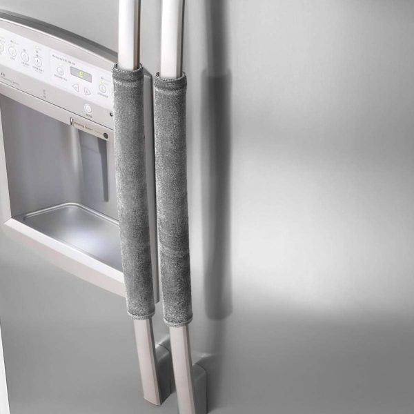 ⁦YQbest Handle Covers Refrigerator Door Handle Covers, Cloth Protector for Electrical Kitchen Appliances, Fridge, Microwave, Dishwasher, Freezer, Oven Door (Light Grey)⁩ - الصورة ⁦4⁩