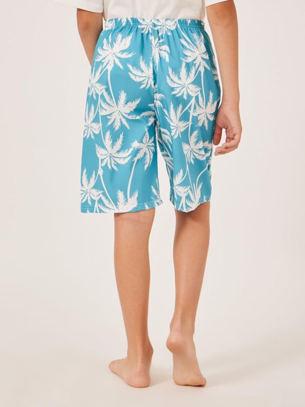 ⁦Styli Boys Tropical Print Elastic Waistband Swim Shorts⁩ - الصورة ⁦5⁩