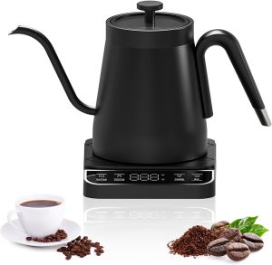 EqiEch Electric Gooseneck Kettle,1350W Electric Coffee Kettle,with Temperature Control,Touch Screen Panel,Electric V60 Kettle,304 Stainless Steel,Constant Temperature,Quick Heating,for Coffee,Tea