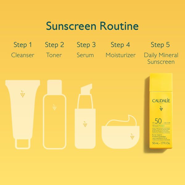 ⁦Caudalie Vinosun Protect Daily Mineral Sunscreen SPF50-50 mL⁩ - الصورة ⁦8⁩
