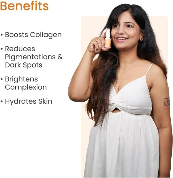 ⁦Earth Rhythm 20% Vitamin C Serum for Glowing & Clear skin with Hyaluronic & Salicylic Acid| Hydrates Moisturizes & Brightens | Suitable for Oily Sensitive & Acne Prone Skin| Men & Women - 30ml⁩ - الصورة ⁦2⁩
