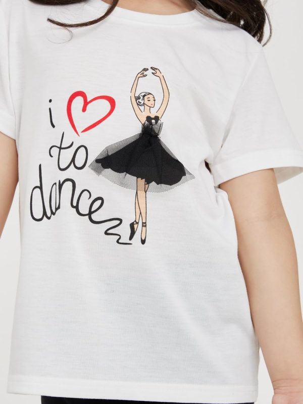⁦STYLI Girls Princess Applique Printed T-Shirt⁩ - الصورة ⁦3⁩