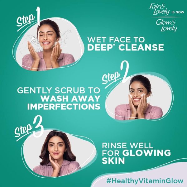 ⁦GLOW & LOVELY Formerly Fair & Lovely Face Wash With Aloe Vera Hydragel to reduce spots & blemishes, 150ml⁩ - الصورة ⁦7⁩