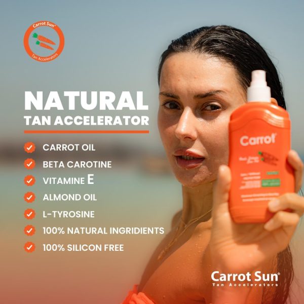 ⁦Pack of 3 - Gold, Watermelon & Tropical Fruit Tanning Oil Spray Trio Bundle by CarrotSun 3 X 200ML– 3 Natural Oil Sprays for a Glowing Tan & Nourished Skin⁩ - الصورة ⁦9⁩