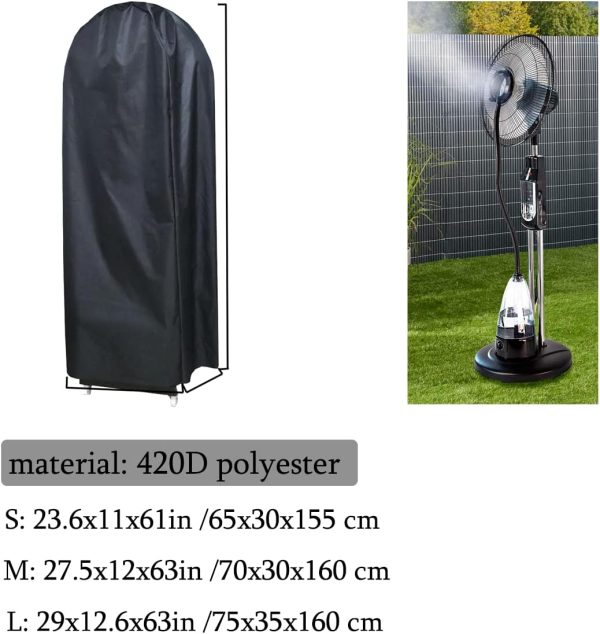 ⁦J&C Waterproof Misting Fan Cover for Industrial and Outdoor Cooling - Heavy Duty Black Dustproof Large Case With Water Tank (No Fan)⁩ - الصورة ⁦3⁩