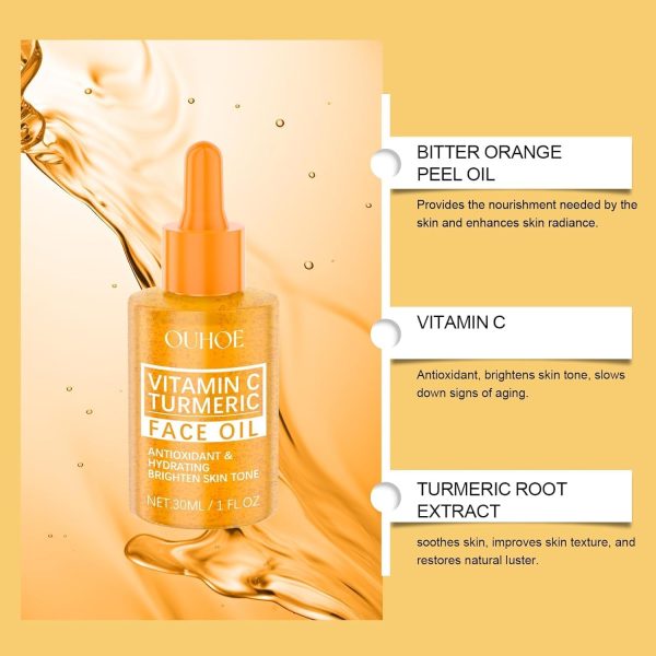 ⁦Azonee Glow Vitamin C & Turmeric Face Oil, Brightening Anti-Aging Serum, Hydrating Facial Oil for Dark Spots, Fine Lines, and Wrinkles (1 FI.Oz)⁩ - الصورة ⁦4⁩