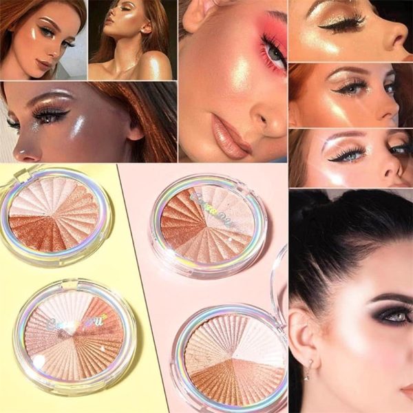 ⁦Azonee Shimmer Highlight Palette, Highlighter Palette for Face Cheek, Facial Bronzers Illuminator Bright 8 Color Baked Powder, Glow Metallic Glitter Brighten- Shape, Contour & Highlight Face⁩ - الصورة ⁦2⁩