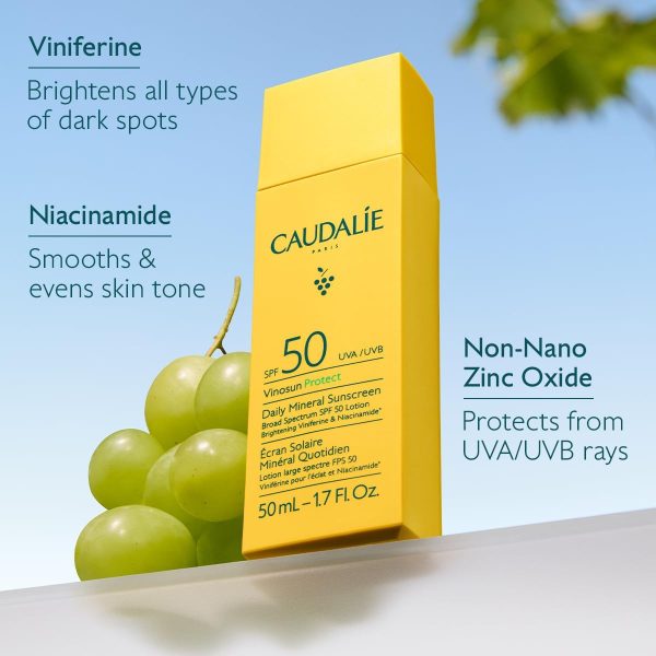 ⁦Caudalie Vinosun Protect Daily Mineral Sunscreen SPF50-50 mL⁩ - الصورة ⁦2⁩