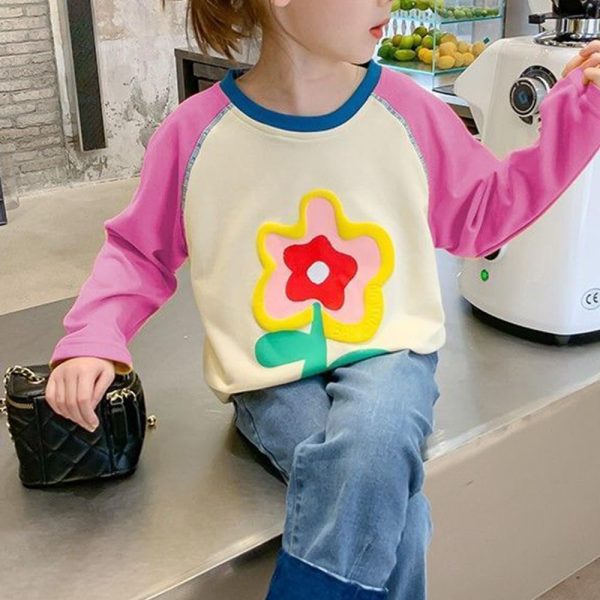 ⁦L&Wen Girls Crewneck Raglan Long Sleeves T-shirt⁩ - الصورة ⁦2⁩