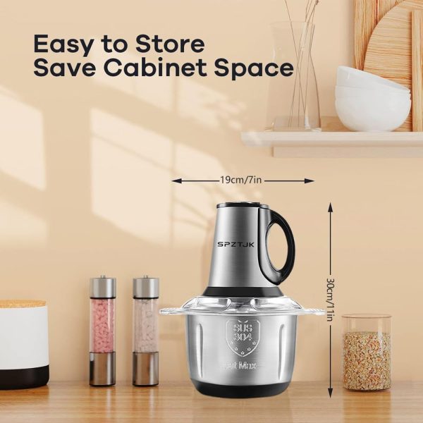 ⁦12 Cup Food Processor with 2 Bowls + 2 Blades, 3 Speed Electric Food Chopper 3L Meat Grinder with Stainless Steel & PC Bowls，Powerful Small Vegetable Chopper, for Fruits/Meat/Nuts,Baby Food⁩ - الصورة ⁦7⁩