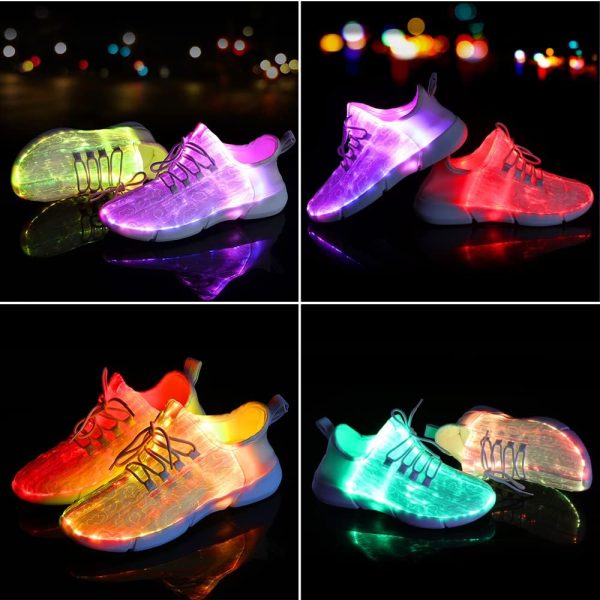 ⁦Shinmax Fiber Optic LED Shoes, Light Up Shoes for Women Men USB Charging Flashing Luminous Trainers for Festivals, Christmas Party⁩ - الصورة ⁦7⁩