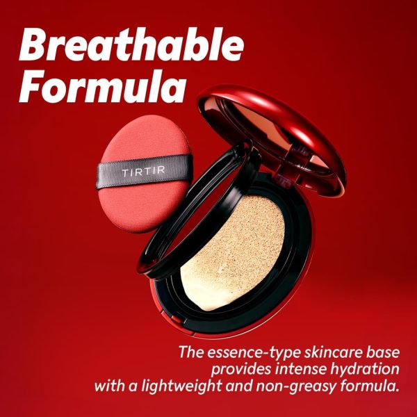 ⁦TIRTIR Mask Fit Red Cushion Foundation | Japan's No.1 Choice for Glass skin, Long-Lasting, Lightweight, Buildable Coverage, Semi-Matte (30N Rich Honey, 0.63 Fl Oz (Pack of 1))⁩ - الصورة ⁦5⁩