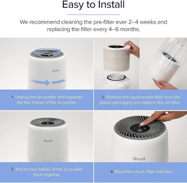 ⁦LEVOIT Core Mini Air Purifier Replacement Filter, 3-in-1, High-Efficiency Activated Carbon, Core Mini-RF, 2 Pack, White⁩ - الصورة ⁦6⁩