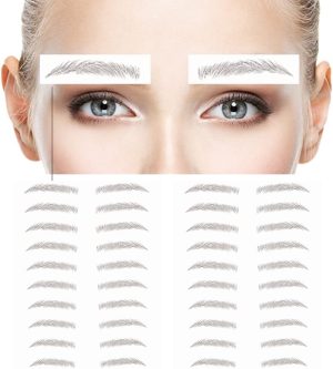 Eyebrow Tattoo Stickers, Waterproof Eyebrow Transfers Stickers Peel Off 6D Eyebrow Tattoo Sticker Nature False Eyebrows Hair-Like Long Lasting Tattoo Eyebrow for Woman Makeup Tool (20 Pairs, Black)