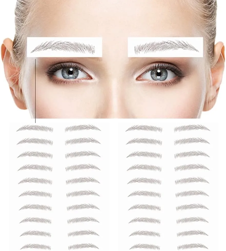 Eyebrow Tattoo Stickers, Waterproof Eyebrow Transfers Stickers Peel Off 6D Eyebrow Tattoo Sticker Nature False Eyebrows Hair-Like Long Lasting Tattoo Eyebrow for Woman Makeup Tool (20 Pairs, Black)