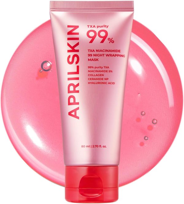 APRILSKIN TXA Niacinamide 99 Overnight Wrapping Mask | 99% High-Purity TXA+Niacinamide for Uneven Skin Tone | Overnight Skin Booster for Toning Care, Firming & Pore Care | 80ml, 2.70 fl.oz.