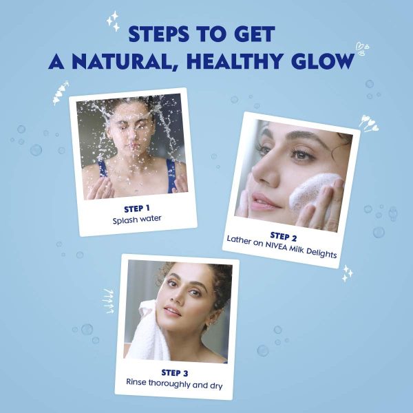 ⁦NIVEA Milk Delight Face wash For Oily, Normal, Sensitive Dry skin 100ml Pack (Moisturizing Honey - Dry skin)⁩ - الصورة ⁦5⁩