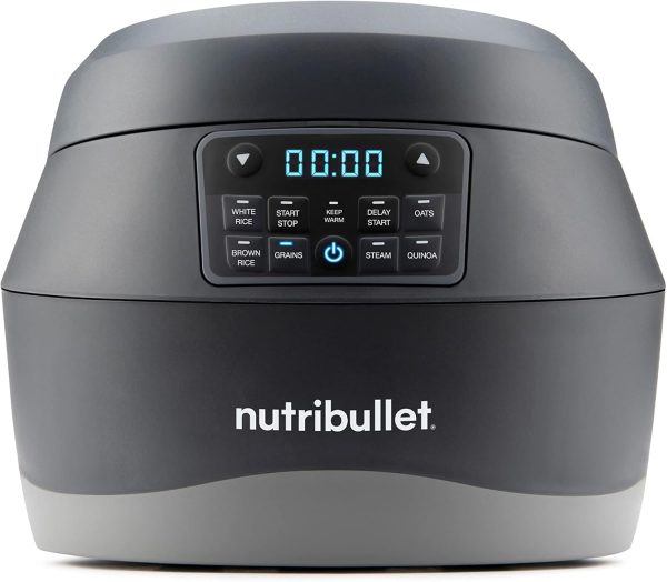 Nutribullet EveryGrain 10 Cup Pre-Programmed Rice Cooker - Non-Stick Removable Cooking Bowl - Multiple Grain Settings - Keep Warm Setting - Includes Measuring Cup, Spatula & Steaming Basket - 600W