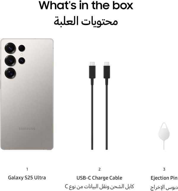 ⁦Samsung Galaxy S25 Ultra AI Phone, 1TB Storage, 12GB RAM, Titanium Gray, Android Smartphone, 200MP Camera, S Pen, Long Battery Life (KSA version)⁩ - الصورة ⁦8⁩