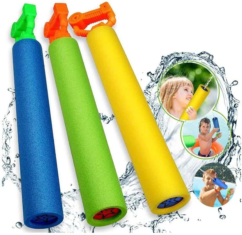 Excefore Water Guns for Kids, Pool Foam Blaster Squirt Guns 3 Pack - Lightweight, Noodle Design, 38ft Range for Outdoor Summer Beach Swimming Pool Party Garden Water Games Toys Gift for Boys Girls