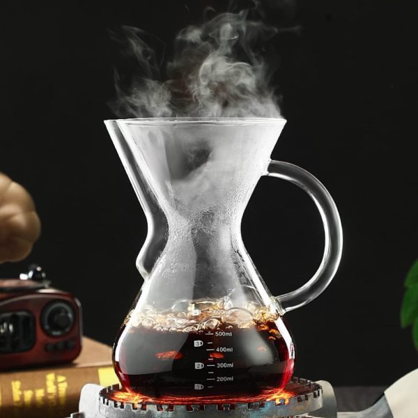 ⁦Arabest Pour Over Coffee Maker, 600ML Borosilicate Glass Hand Brewed Coffee Pot, Rust Resistant Stainless Steel Paperless Filter/Dripper With 600ml Coffee Net⁩ - الصورة ⁦6⁩