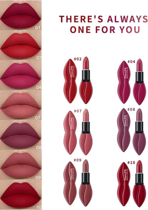 ⁦L&Wen Matte Lipstick for Women, Long Lasting Waterproof Highly Pigmented Moisturizing Velvet Lip Gloss, Not Fade Lightweight Smudge Proof Lip Stain for Girls and Women - Red 02⁩ - الصورة ⁦7⁩