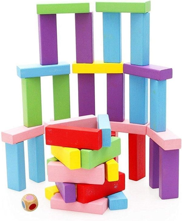 ⁦Colorful Wooden Tumbling Tower Blocks Family Game and Children Educational toy⁩ - الصورة ⁦2⁩