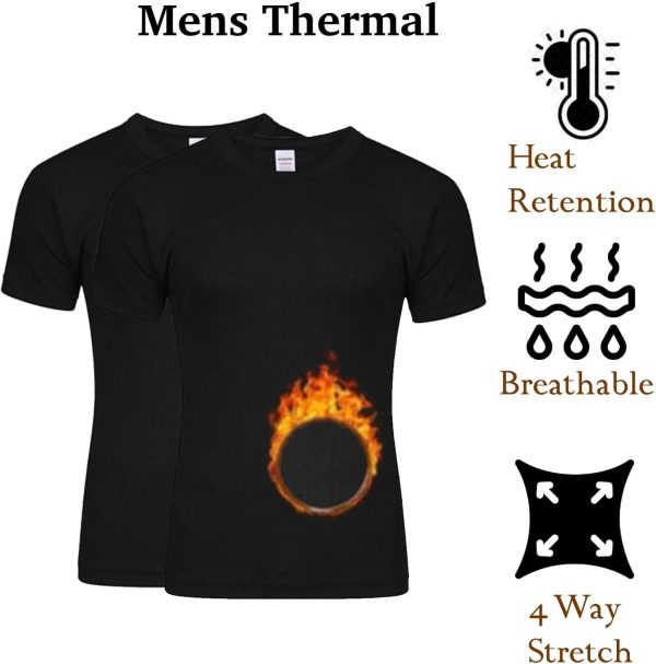 ⁦VEARZ Mens Short Sleeve Thermal Underwear T-Shirt – Adults Warm Crew Neck Winter Baselayer Vest Tee Top Size UK S-2XL⁩ - الصورة ⁦2⁩
