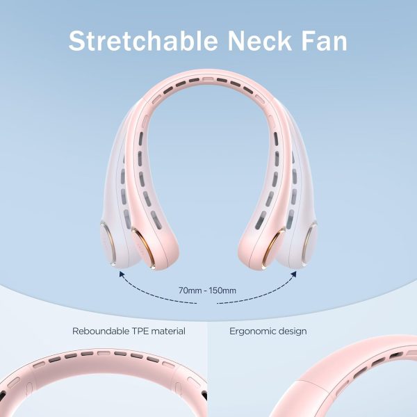⁦GULAKI Neck fan, Portable Fan with 5-17H Lifespan, 4000mAh Neck fan air conditioner with 3 Adjustable Speeds and 64 Cool Lights, Nice Rechargeable Fan, Hands-Free Cooling fan for Summer (Pink)⁩ - الصورة ⁦6⁩