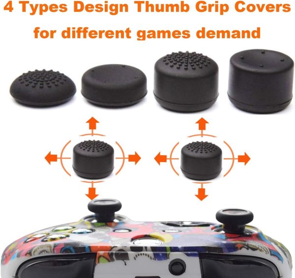 ⁦eWINNER Silicone Gel Controller Cover Skin Protector Kits Compatible with Microsoft Xbox Series X/S Controller Video Games Camouflage cover &8 x PRO Thumb Grip Caps (2Case+8Thumb Grips, Black)⁩ - الصورة ⁦6⁩
