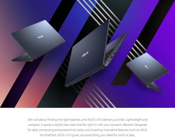 ⁦ASUS 14” FHD Portable Go Laptop 2024 Flagship, Dual-Core Intel Celeron N4500 Processor, 4GB RAM, 128GB Storage (64GB eMMC+64GB SD), WiFi, 720P Webcam, 10+ Hrs Battery, Windows 11S +HubxcelAccessory⁩ - الصورة ⁦4⁩
