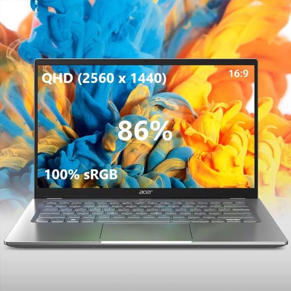 ⁦Acer Swift 3 Intel Evo Thin & Light Laptop | 14" QHD 100% sRGB | Intel Core i7-1260P | Intel Iris Xe Graphics | 16GB LPDDR4X | 512GB SSD | Killer Wi-Fi 6E AX1675 | Windows 11 Home | SF314-512-78JG⁩ - الصورة ⁦4⁩
