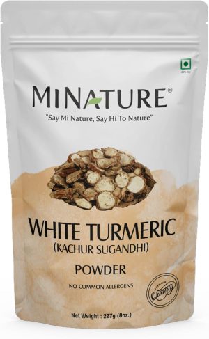 White Turmeric Powder by mi Nature | Kachur, Curcuma zeodaria,Poolankilangu Powder | 227g(8 oz) (0.5 lb) | Does not Stain | White Turmeric Powder for face and Skin | 100% Natural Powder| from India