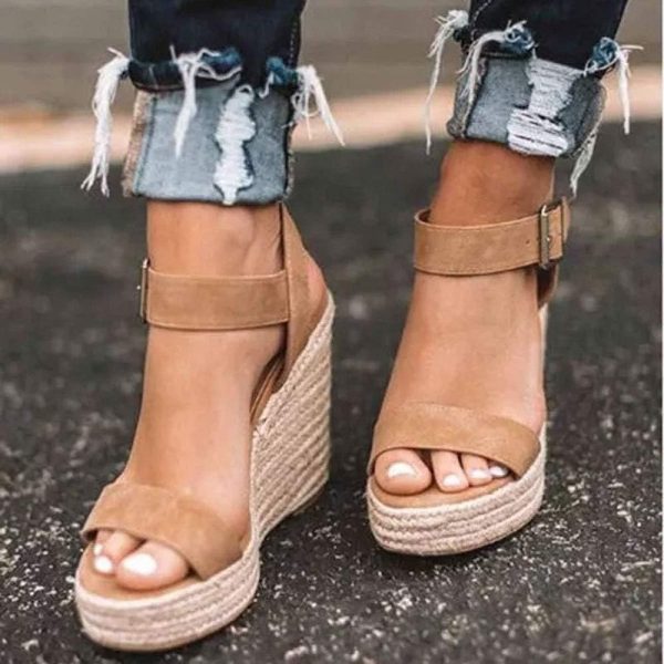 ⁦VICKI·VICKI Women's Platform Wedges heels Sandals Wedge Espadrilles Ankle Strap⁩ - الصورة ⁦2⁩
