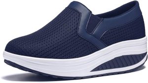 L LOUBIT Women Wedge Shoes Breathable Mesh Sneakers Slip On Comfort Walking Shoes