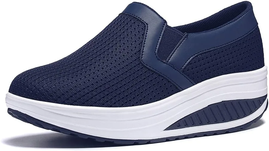 L LOUBIT Women Wedge Shoes Breathable Mesh Sneakers Slip On Comfort Walking Shoes