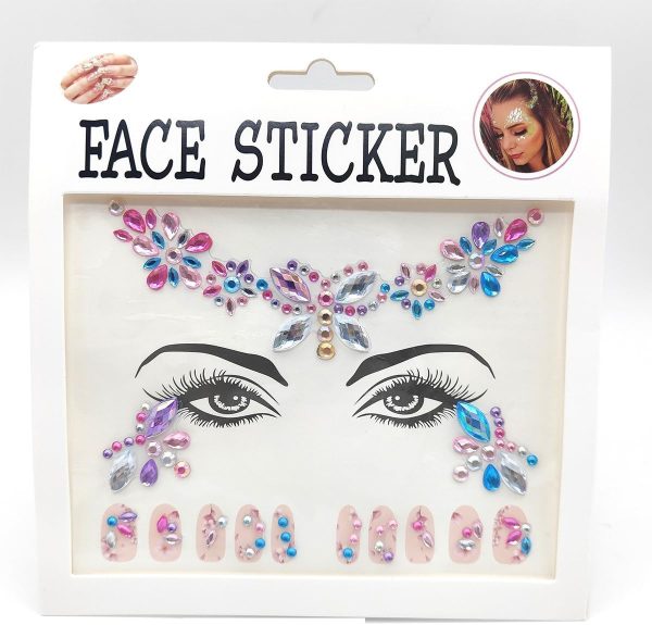 ⁦ECVV 6Pcs Face & Nail Stickers for EDM Festivals - Sparkling, Reusable, and Easy to Apply⁩ - الصورة ⁦5⁩
