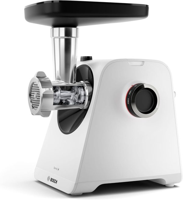 ⁦Bosch, MultiPower Series 4 Meat Grinder Powerful 1900 Watt Motor Meat Grinder Sausage Topper, White, MFWS420W⁩ - الصورة ⁦16⁩