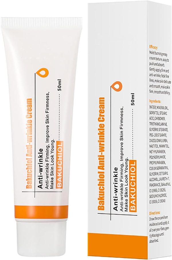 L'ANGOLO Bakuchiol Anti-wrinkle Cream 50ml, Anti-Aging, Collagen Boosting, Wrinkle Reducing, Brightening, with Bakuchiol, Maltitol, Mannitol
