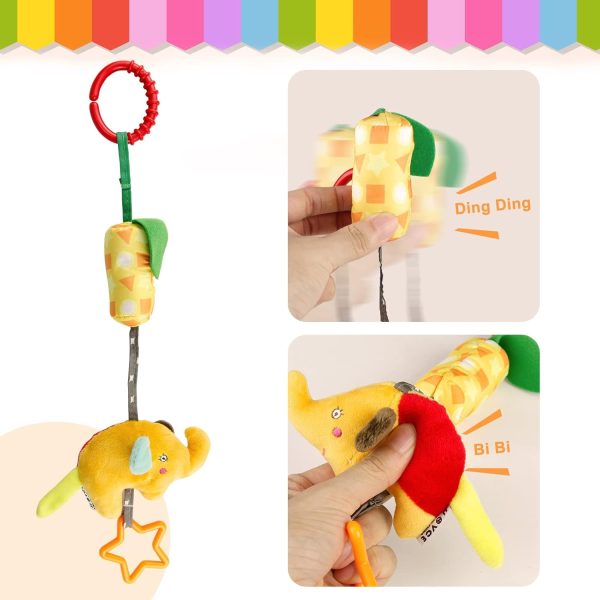 ⁦MAKINGTEC Baby Soft Hanging Rattle,Car Seat Hanging Bell Adorable Animal Infant Play Music Crib Toy Carseat Rattles Educational Toysfor Babies Boys and Girls 3 6 9 to 12 Months(4 Pack)⁩ - الصورة ⁦4⁩