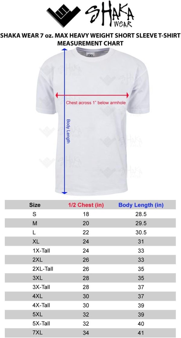 ⁦Shaka Wear Men's T Shirt – Max Heavyweight Cotton Short Sleeve Crew Neck Plain Tee Top Tshirts Regular Big Tall Size S-7XL⁩ - الصورة ⁦4⁩