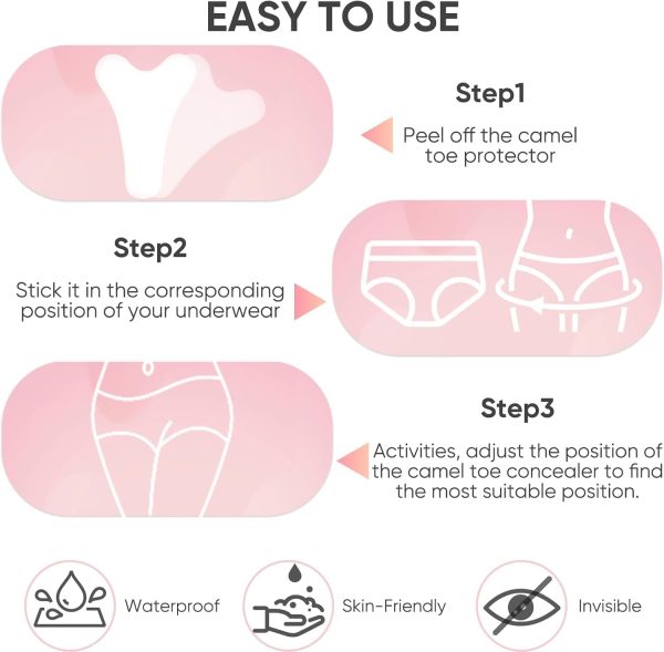 ⁦Camel Toe Concealers, 2pcs Seamless Camel Toe Hider Invisible Tape, Reusable Silicone Female Intimate Patches, Body Care Patches Underwear Guard, Moisturizing Body Intimate Patches⁩ - الصورة ⁦5⁩
