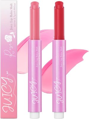 NALACAL 2 Pack Juicy Lip Balm Shift - Fruit Flavored Moisturizing and Glossy Lip Care, Lip Plumper, Tint, Balm, Lip Gloss Cute, Glow, Korean, Moisturizing Hydrating Lip Balm, For Women Girls