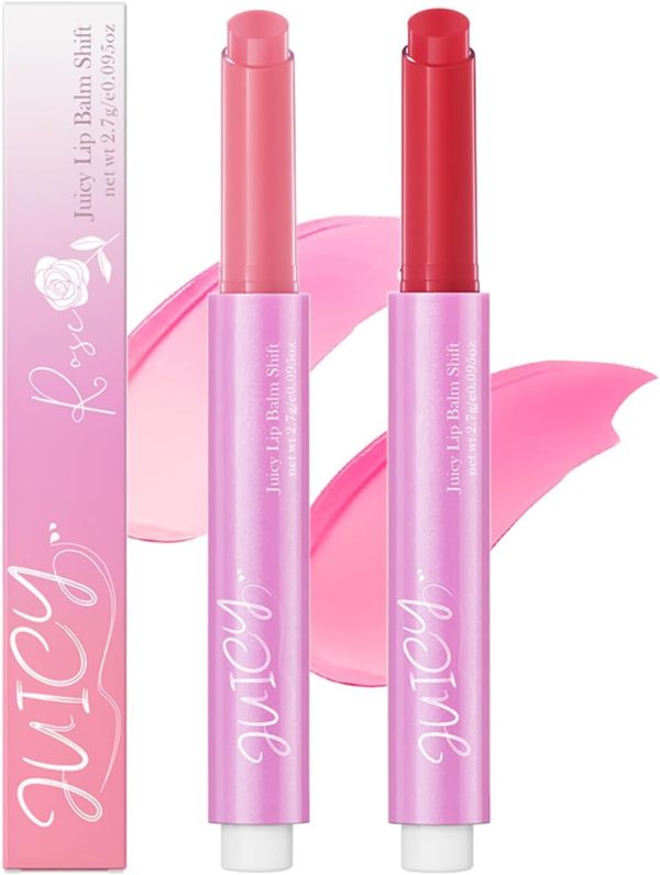 NALACAL 2 Pack Juicy Lip Balm Shift - Fruit Flavored Moisturizing and Glossy Lip Care, Lip Plumper, Tint, Balm, Lip Gloss Cute, Glow, Korean, Moisturizing Hydrating Lip Balm, For Women Girls