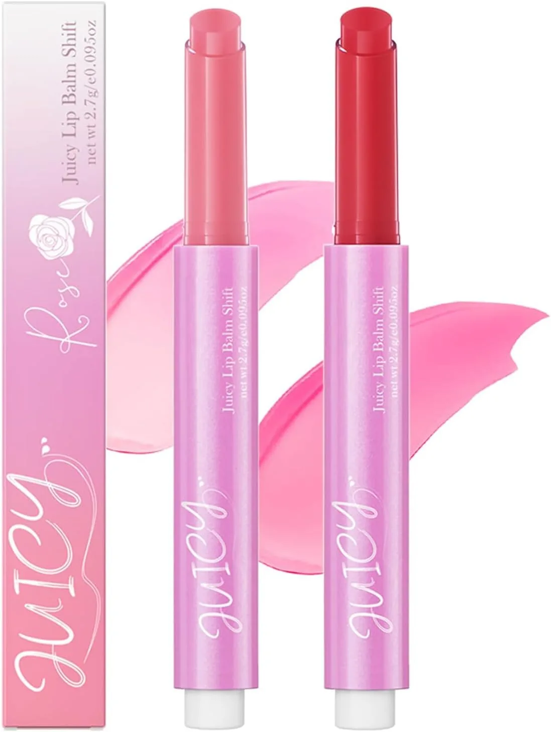 NALACAL 2 Pack Juicy Lip Balm Shift - Fruit Flavored Moisturizing and Glossy Lip Care, Lip Plumper, Tint, Balm, Lip Gloss Cute, Glow, Korean, Moisturizing Hydrating Lip Balm, For Women Girls