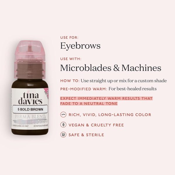 ⁦Tina Davies Professional X Perma Blend Brow Pigment - Permanent Eyebrow Makeup - Colours Heal True to Tone - High Retention - Bolder Brown, 1/2oz⁩ - الصورة ⁦6⁩