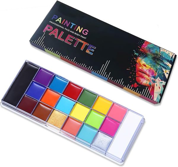 ⁦Face Painting Oil Palette, Professional Flash Non Toxic Safe Party Artist Fancy Makeup Painting Kit For Kids and Adult⁩ - الصورة ⁦5⁩