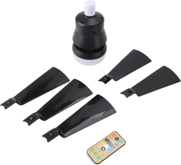 ⁦Dpofirs 15.7In Socket Fan Light, Dimmable 3 Color Temp 3 Wind Speed Light Bulb Fan with Remote, 1H 2H 4H Timer Screw in Ceiling Fan in Light Socket for Bedroom Kitchen 85‑265V (Black)⁩ - الصورة ⁦9⁩
