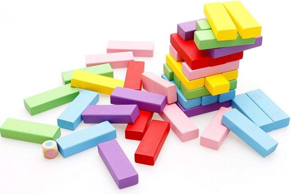 ⁦Colorful Wooden Tumbling Tower Blocks Family Game and Children Educational toy⁩ - الصورة ⁦4⁩